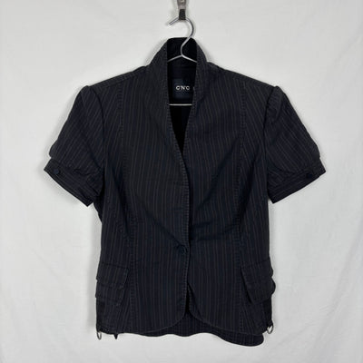 00s Costume National Striped Short Sleeve Blouse