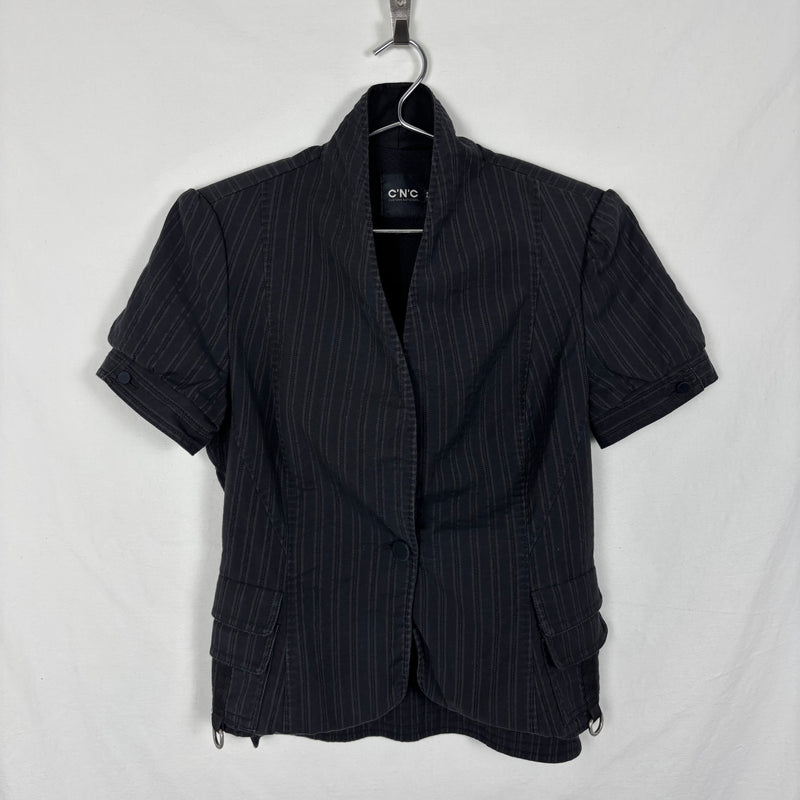 00s Costume National Striped Short Sleeve Blouse