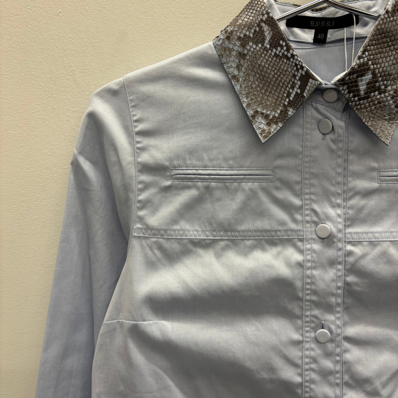 Gucci Snakeskin Collar Button Up Shirt