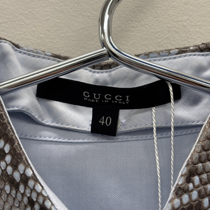 Gucci Snakeskin Collar Button Up Shirt