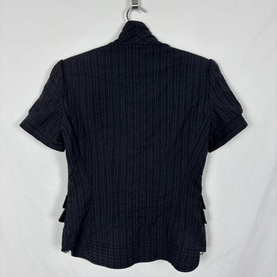 00s Costume National Striped Short Sleeve Blouse