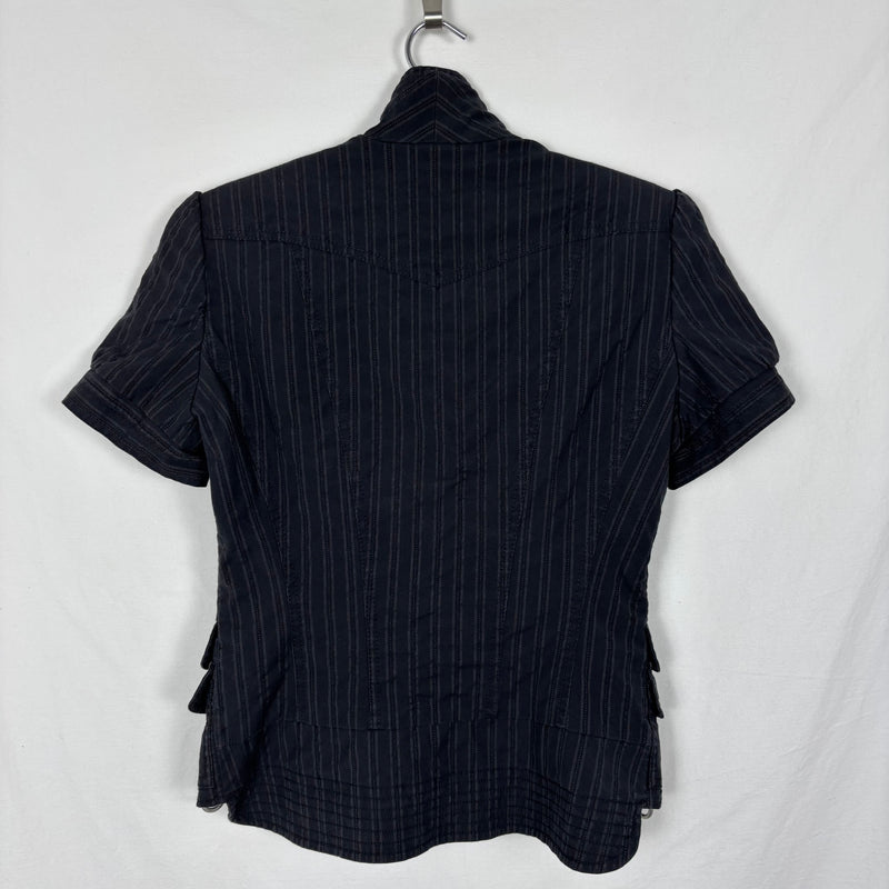 00s Costume National Striped Short Sleeve Blouse
