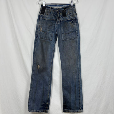 FW01 Rick Owens Slab Waxed Distressed Mudwash Jeans