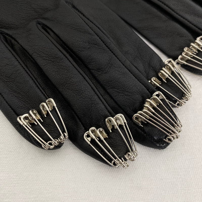 Moschino Leather Safety Pin Gloves