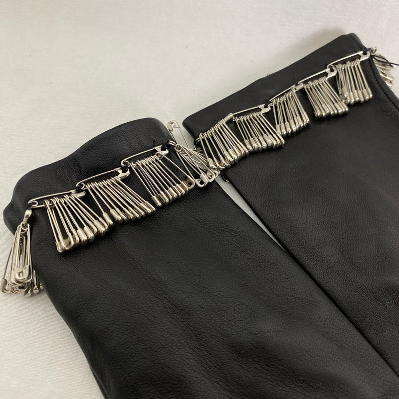 Moschino Leather Safety Pin Gloves