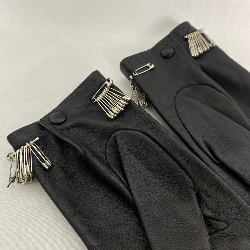 Moschino Leather Safety Pin Gloves