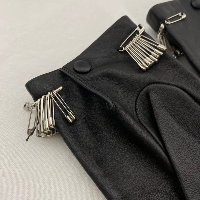 Moschino Leather Safety Pin Gloves