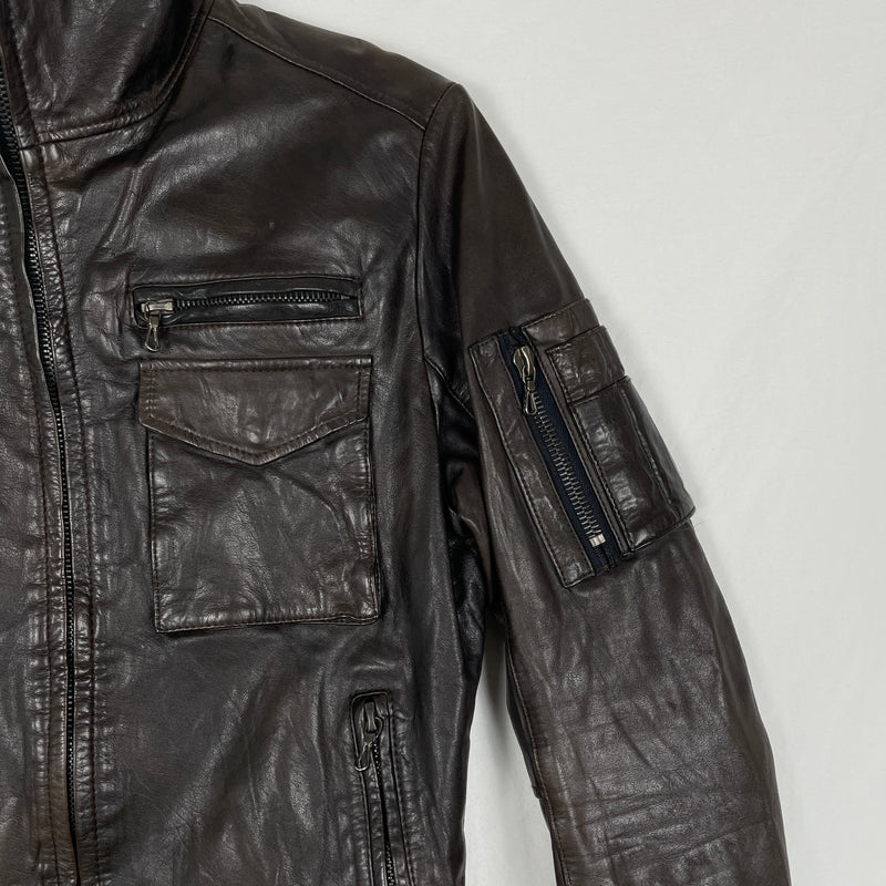 00s Shellac Cargo Pocket Leather Jacket