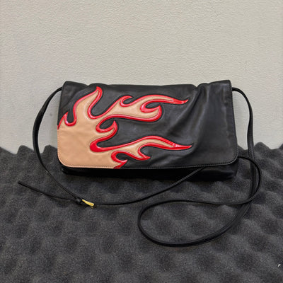 Prada Flame Leather Crossbody Clutch Bag
