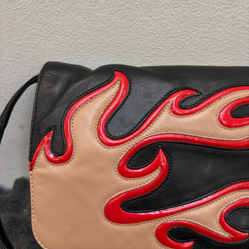 Prada Flame Leather Crossbody Clutch Bag