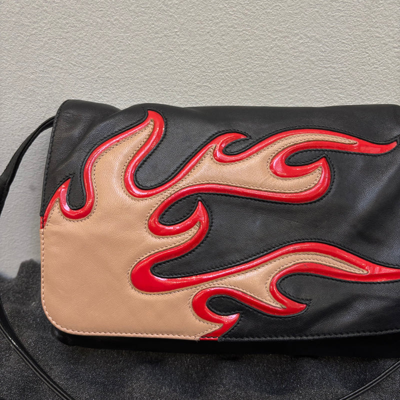 Prada Flame Leather Crossbody Clutch Bag