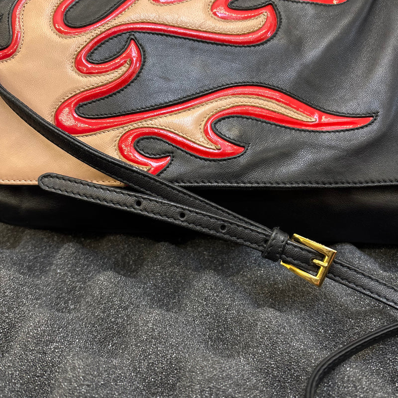 Prada Flame Leather Crossbody Clutch Bag