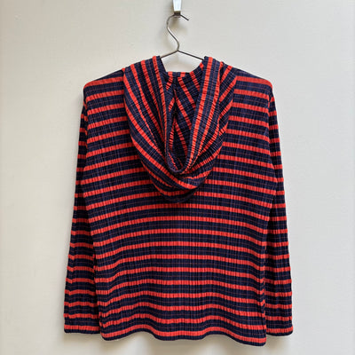 Issey Miyake Pleats Please Striped Zip Up Hoodie