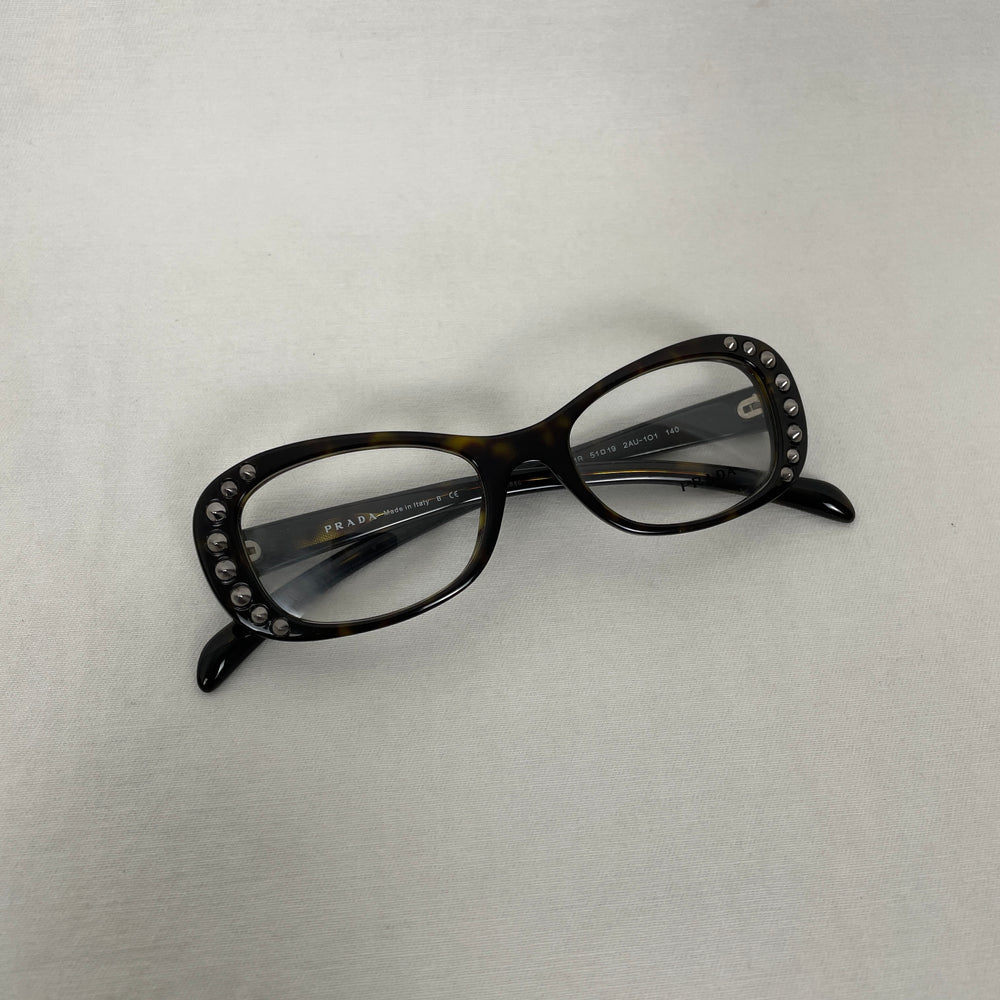 Prada Studded Glasses Dark Brown Tortoise