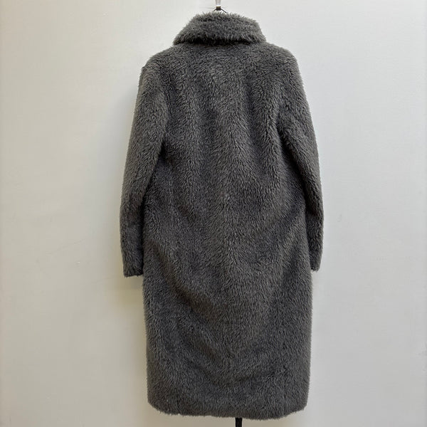 FW19 Helmut Lang Layered Shaggy Fur Charcoal Robe