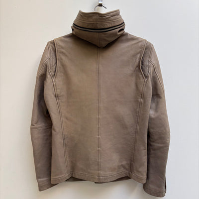 00s Katharine Hamnett Goat Leather Hooded Riders Jacket