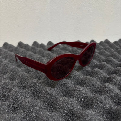Balenciaga Oval Frame Maroon Sunglasses
