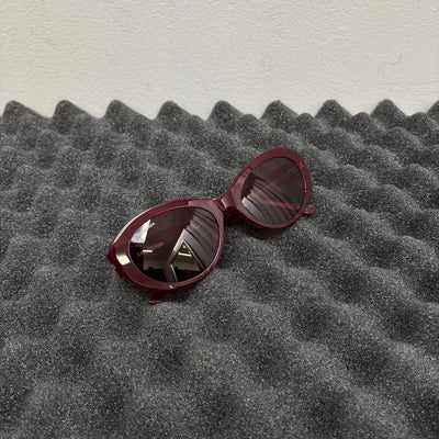 Balenciaga Oval Frame Maroon Sunglasses