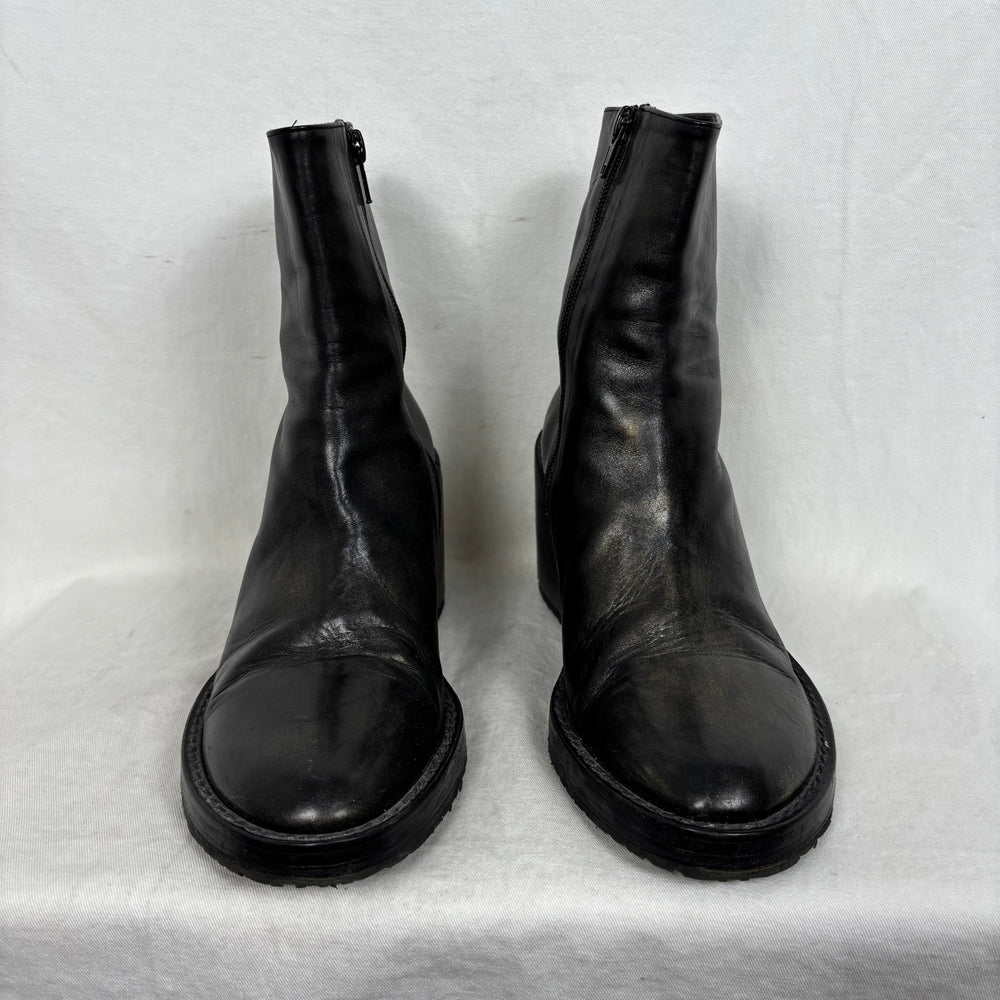 Ann Demeulemeester Leather Wedge Ankle Heel Boots