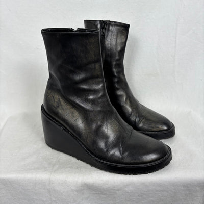 Ann Demeulemeester Leather Wedge Ankle Heel Boots