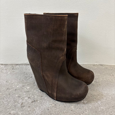 Rick Owens Leather Wedge Boots