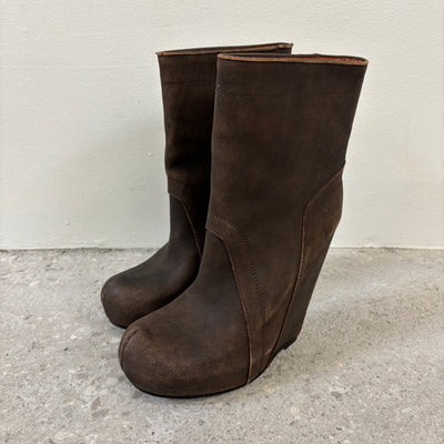Rick Owens Leather Wedge Boots