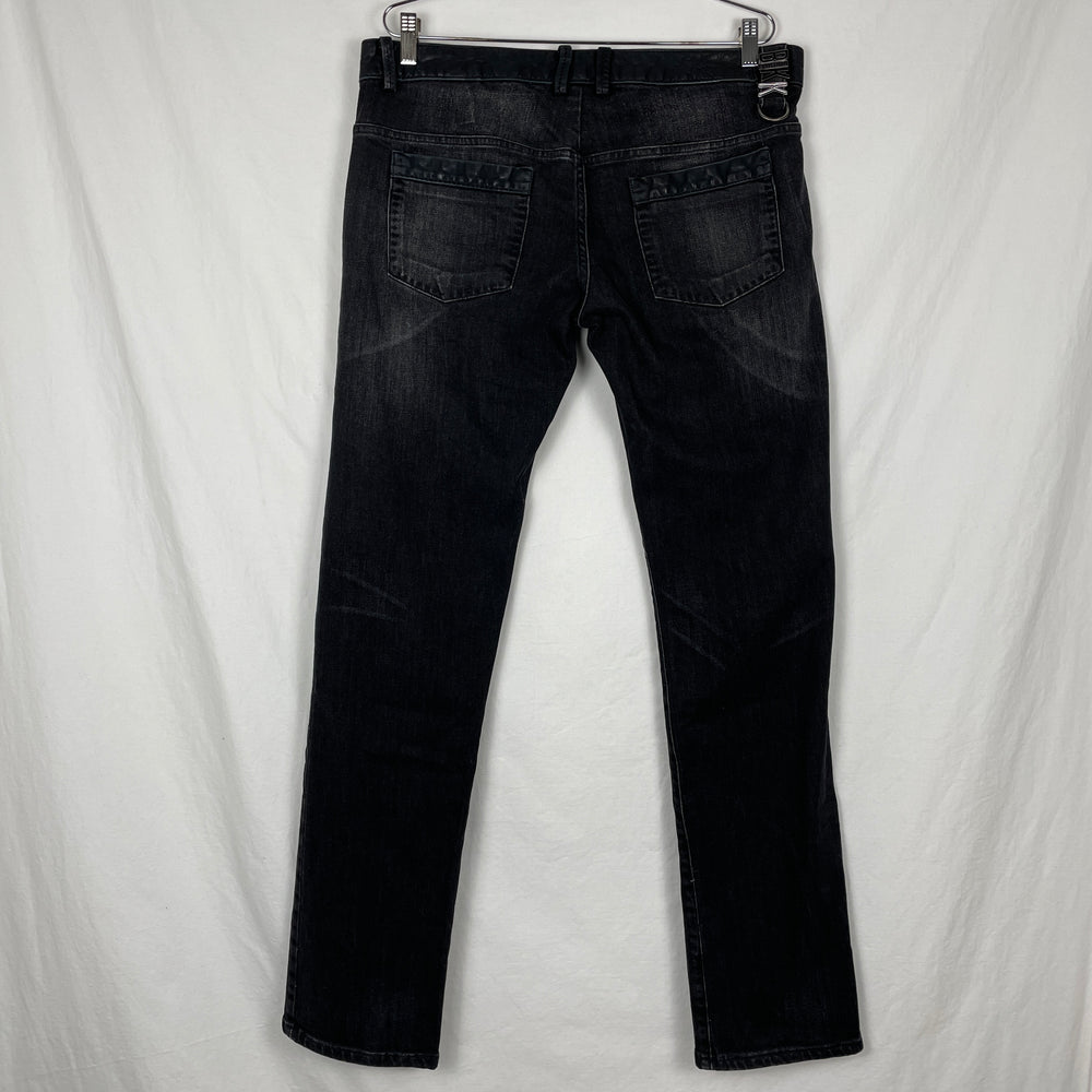 00s Dirk Bikkembergs Leather Waist Slim Fit Jeans