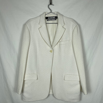 Jacquemus Single Breasted White Textured Blazer