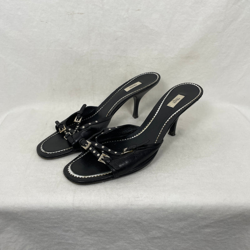 00s Prada Studded Kitten Heel Sandals