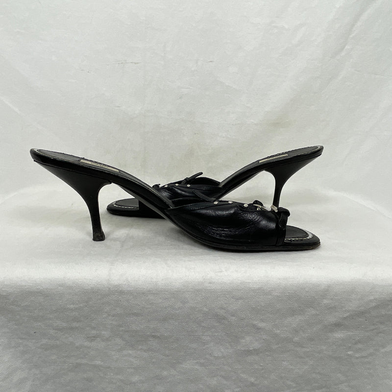 00s Prada Studded Kitten Heel Sandals