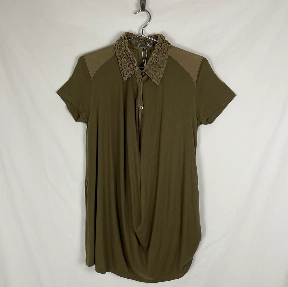 Atsuro Tayama Khaki Ruffle Collar Blouse