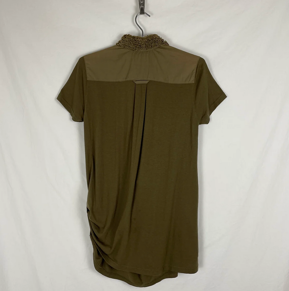 Atsuro Tayama Khaki Ruffle Collar Blouse