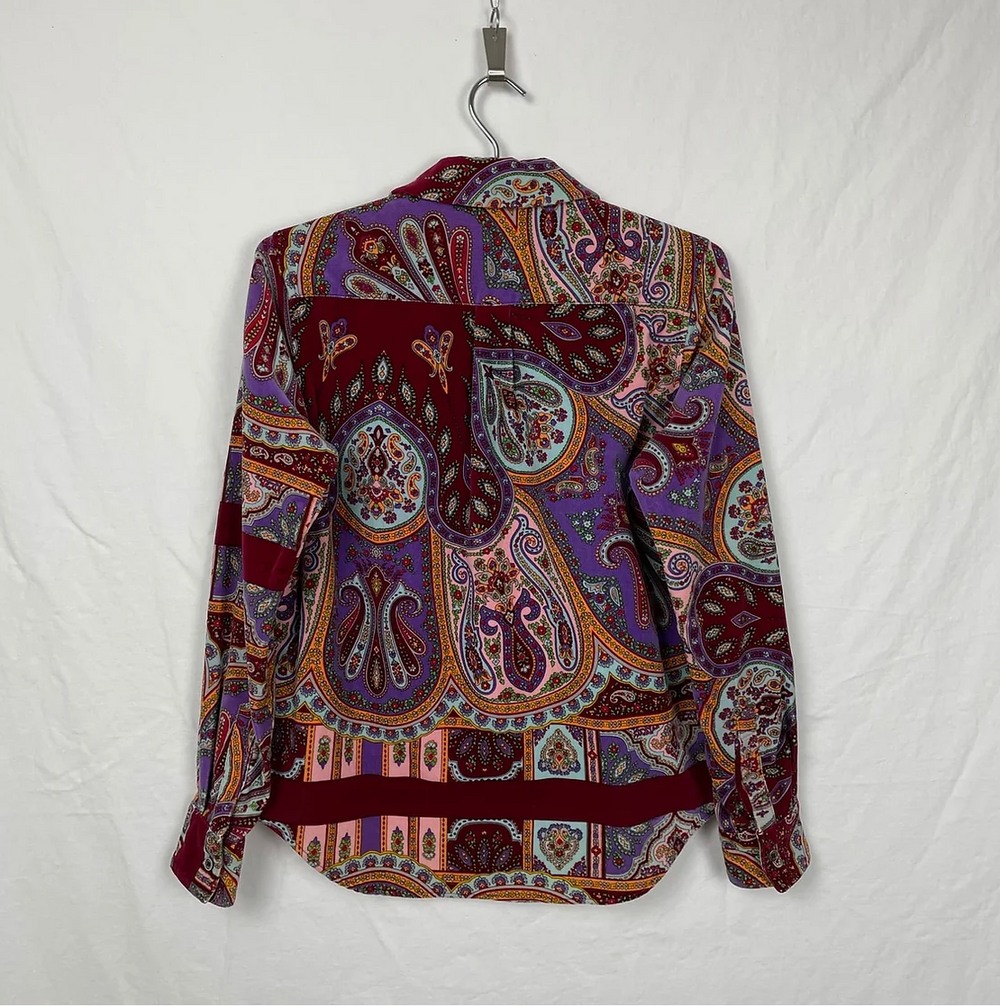 Comme des Garçons Paisley Print Velour Button Up Shirt