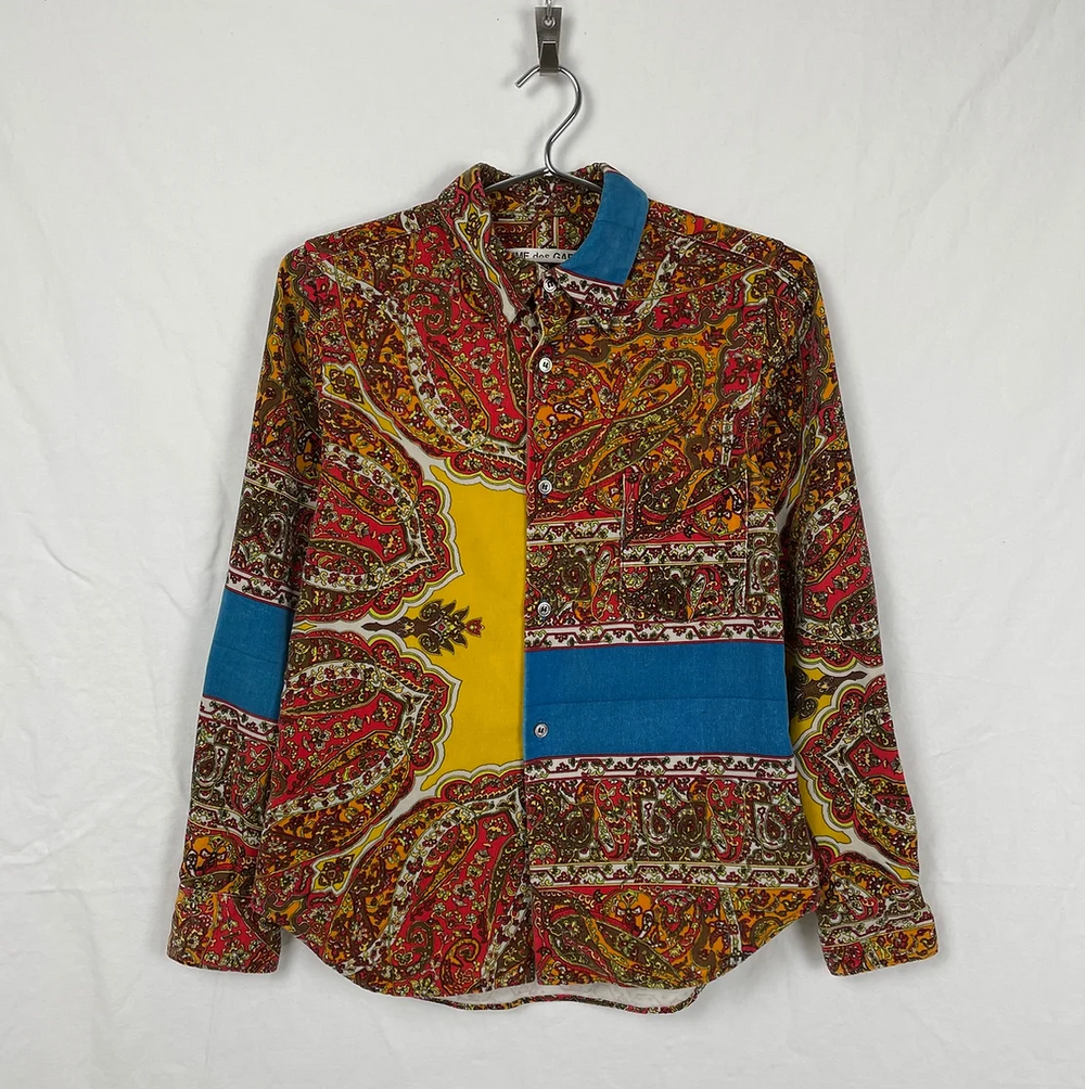 Comme des Garçons Velour Paisley Print Button Up Shirt