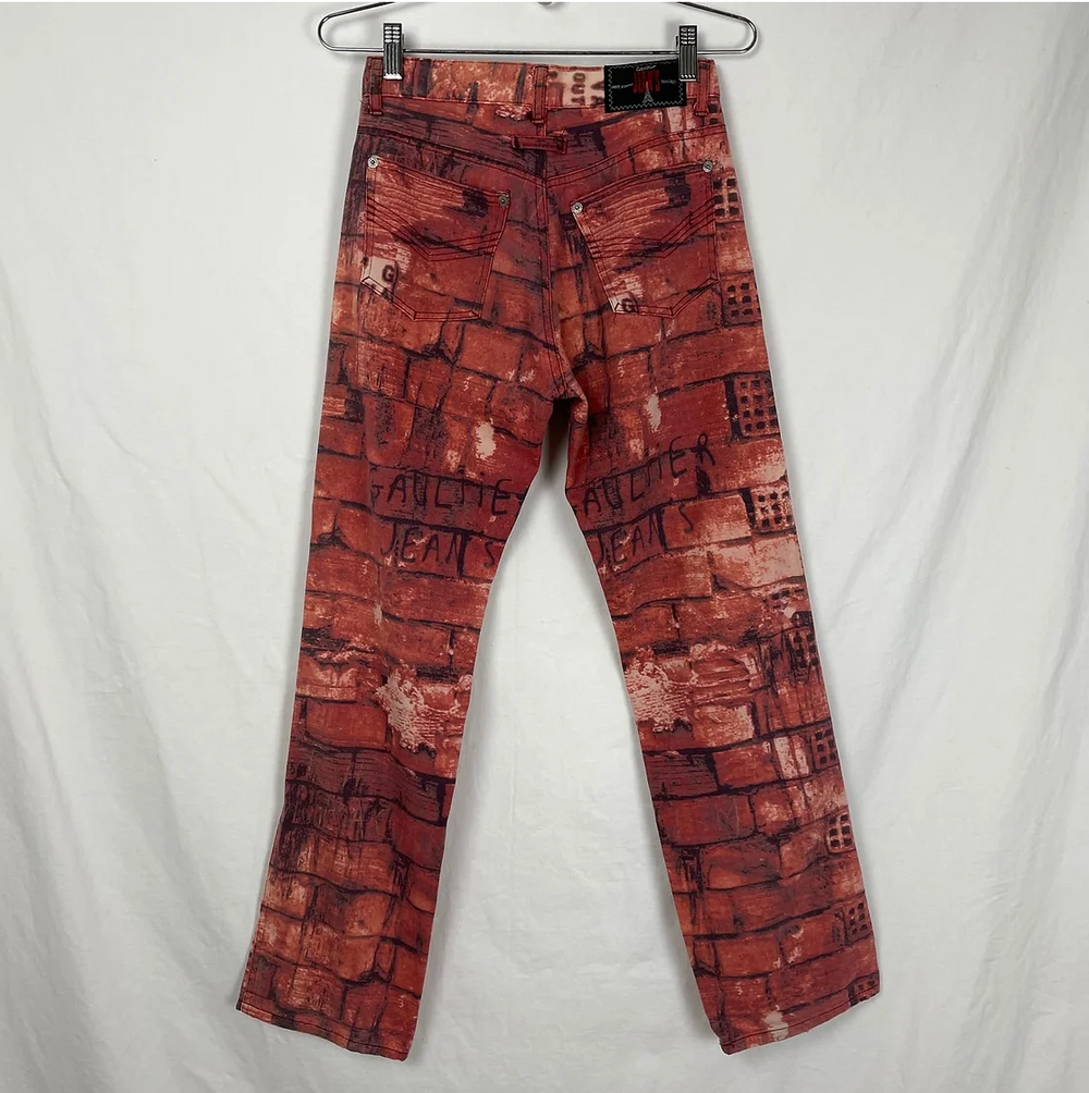 Jean Paul Gaultier Brick Wall Print Jeans